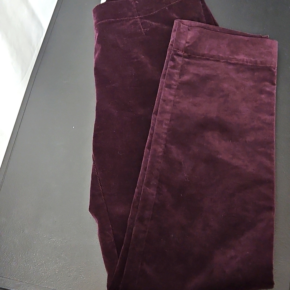 J.Jill Corduroy Burgundy Side Zip Flat Front Pants Size 8 - Picture 12 of 12